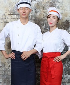 KO-717-2 화이트 칠부 슬립 조리복 (152)