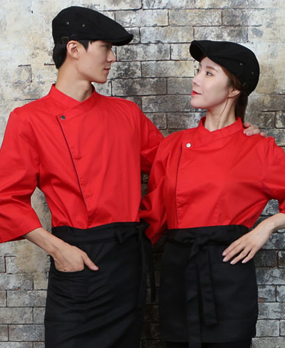 KO-711-5  레드/네이비 띠배색 원버튼 스냅 7부(242)