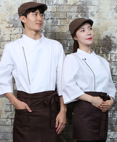 KO-711-2 화이트/네이비 띠배색 원버튼 스냅 7부(242)