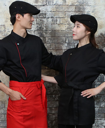 KO-711-1 블랙/레드 띠배색 원버튼 스냅 7부 (242)