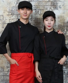 KO-711-1 블랙/레드 띠배색 원버튼 스냅 7부 (242)