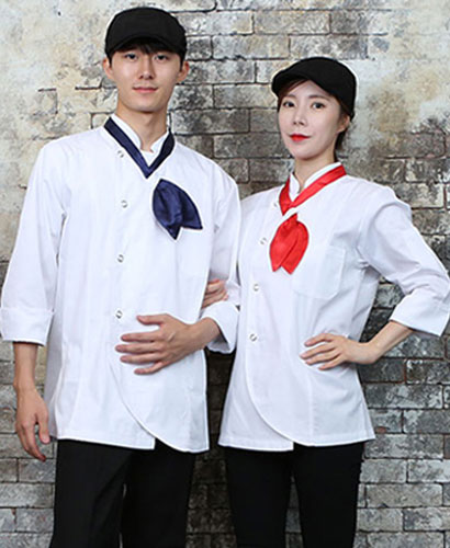 KO-718-2 화이트 라운딩 핏 엣지 조리복 (142)