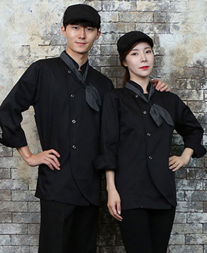 KO-718-1  블랙 라운딩 핏 엣지 조리복 (142)