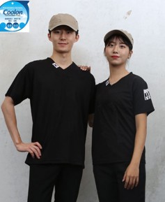 KO-6428 블랙 ★  V넥 헤리태극기 기능성 티셔츠