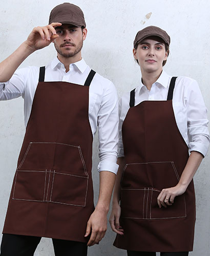 AP-5234  브라운 배색끈 캔버스 앞치마