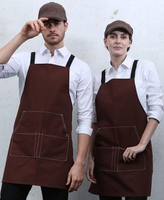 AP-5234  브라운 배색끈 캔버스 앞치마
