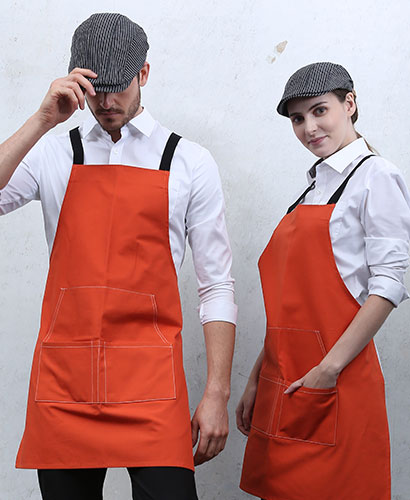 AP-5236 오렌지 배색끈 캔버스 앞치마