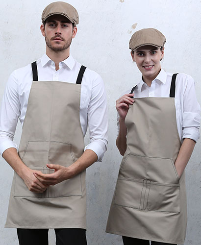 AP-5237 베이지 배색끈 캔버스앞치마