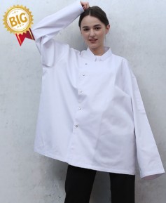 KO-178 화이트 싱글 스냅단추 조리복ㅡㅡㅡ빅사이즈 ((긴팔))