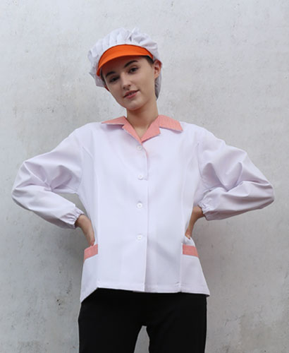 HA-641-1  20수 주황 체크카라 위생복