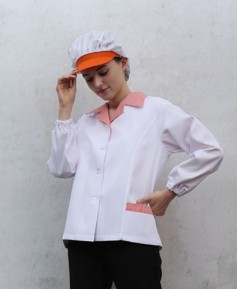 HA-641-1  20수 주황 체크카라 위생복