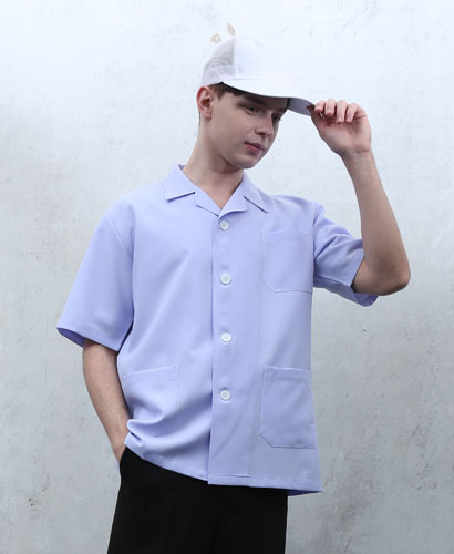 HA-76  남성 형광백색 폴리 반팔