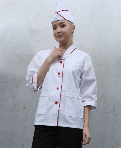 HA-03 여 적색띠 한복형 위생복