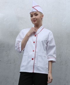 HA-03 여 적색띠 한복형 위생복