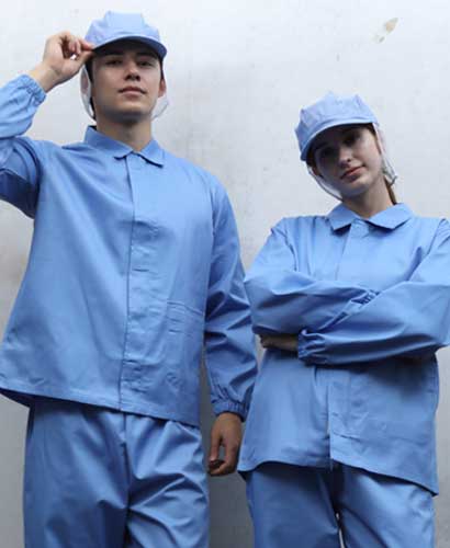 W-84 ☆ 진하늘 카라형 위생복 20수 상의