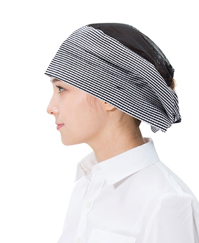 C-464 검정체크 위망사 뒤끈두건