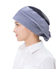 C-466 곤색체크 위망사 뒤끈두건