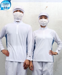 W-164-1 긴팔 백색 지퍼 차이나카라ㅡ(남녀공용 위생티) 빅사이즈있음