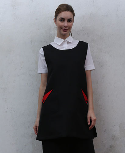 AP-6511 블랙 삼각주머니포인트 원피스