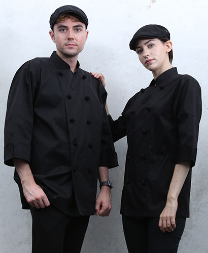 KO-1121 블랙 7부 매듭 30수 조리복  (목스카프 고리있음)