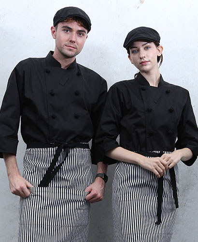 KO-1121 블랙 7부 매듭 30수 조리복  (목스카프 고리있음)