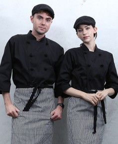 KO-1121 블랙 7부 매듭 30수 조리복  (목스카프 고리있음)