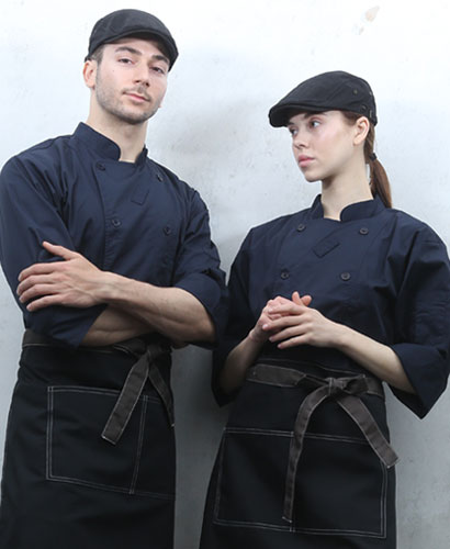 KO-1323 7부 조리복 네이비 더블단추