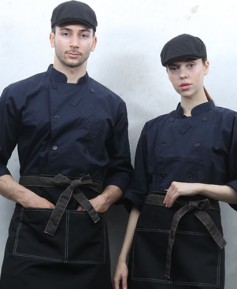 KO-1323 7부 조리복 네이비 더블단추