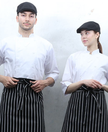 KO-1322 7부 조리복 화이트 더블단추