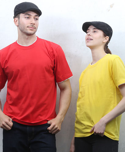 ▶T3-74 반팔 이중면 라운드ㅡㅡㅡㅡ(빨강/노랑)