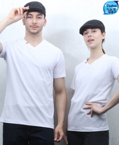 T3-43 백색 반팔((기능성)) V넥 고급형ㅡㅡ 헤리 포인트