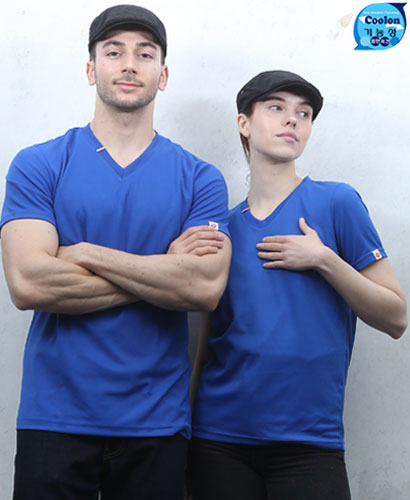T3-43 코발트 반팔((기능성)) V넥 고급형ㅡㅡ 헤리 포인트