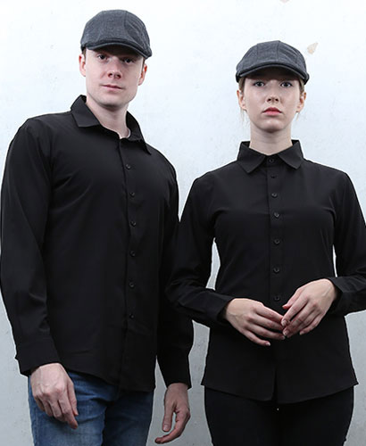 Y-908 NEW 긴팔 검정  카페셔츠ㅡㅡ(남여공용 사이즈)(빅사이즈있음)