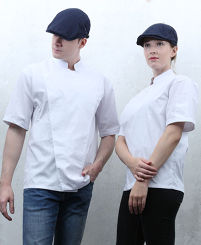 KO-90 백색 반팔 히든스냅 조리복   ㅡㅡ(겨드랑이/등판 쿨메시)