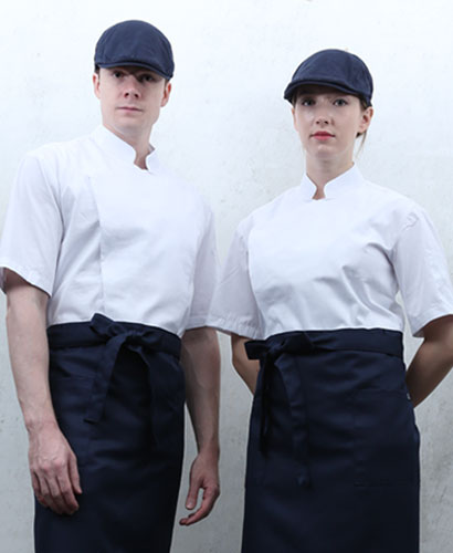 KO-90 백색 반팔 히든스냅 조리복   ㅡㅡ(겨드랑이/등판 쿨메시)