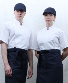 KO-90 백색 반팔 히든스냅 조리복   ㅡㅡ(겨드랑이/등판 쿨메시)