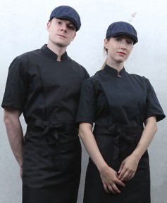 KO-89 검정 반팔 히든스냅 조리복 ㅡㅡ  (겨드랑이/등판 쿨메시)