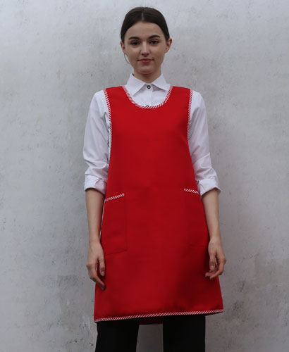 AP-6615 레드 사선바이어스 엉덩이가림 앞치마