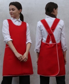 AP-6615 레드 사선바이어스 엉덩이가림 앞치마