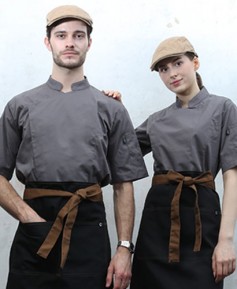 KO-91 그레이 반팔 히든스냅 조리복ㅡ (겨드랑이/등판 쿨메시)