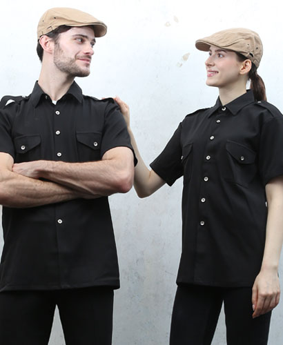 Y-890 블랙 무지 사파리 반팔 남방 ㅡㅡ [남녀공용]