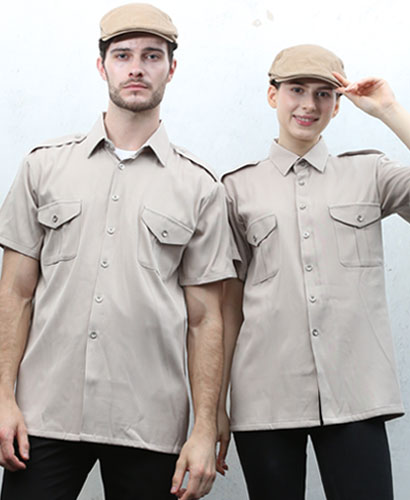 Y-891 베이지 무지 사파리 반팔 남방 ㅡㅡ [남녀공용]