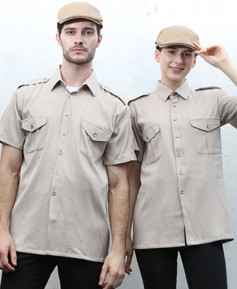 Y-891 베이지 무지 사파리 반팔 남방 ㅡㅡ [남녀공용]