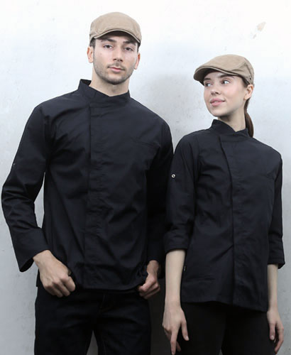 KO-220-3  NEW 실키블랙  히든스냅 롤업ㅡㅡㅡㅡ조리복(반팔겸용)[190-3 cvc]