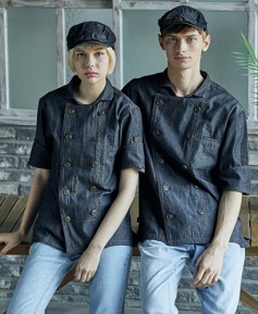 KO-170-2 그레이 카라형 더블데님       (반팔 칠부 겸용)