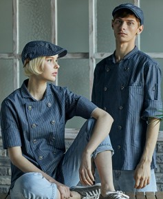 KO-170-6 네이비 카라형 스트라이프    (반팔 칠부 겸용)