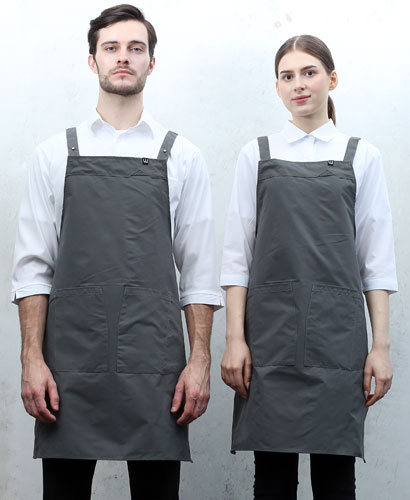AP-683 그레이 스틸스냅 H형 앞치마 [CSH]