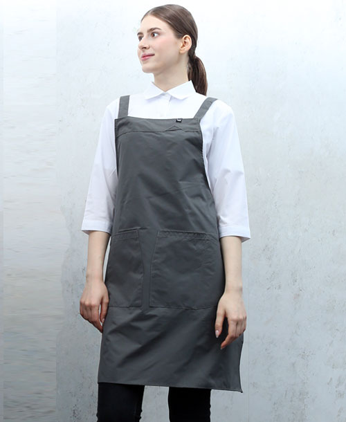 AP-683 그레이 스틸스냅 H형 앞치마 [CSH]