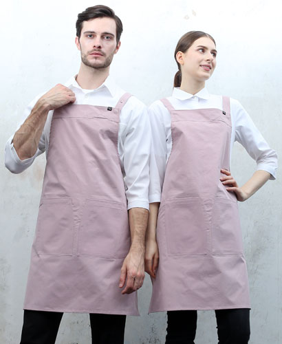 AP-682 핑크 스틸스냅 H형 앞치마 [CSH]