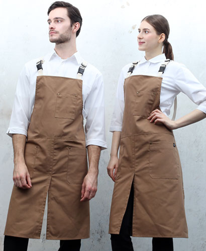 AP-539-2 라이트브라운  고급 버클형 옥스포드 앞치마